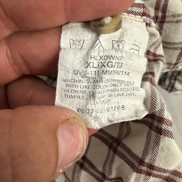 Wrangler Mens XL Plaid Long Sleeve Button-Down Shirt Red & Cream Checkered - Picture 5 of 5